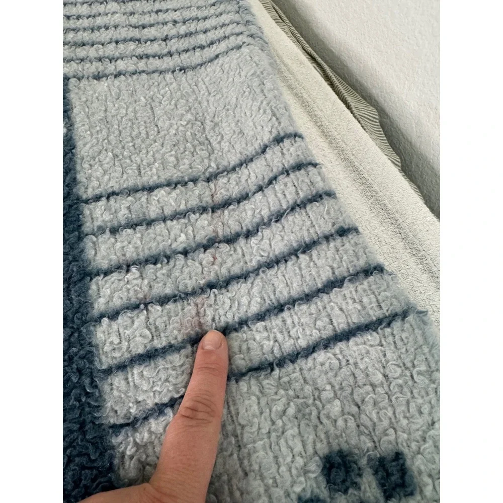 Vintage Ibena West Germany Goose Blanket Blue White Country Cottagecore 54x76